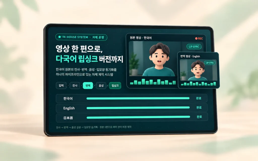 다국어 립싱크 아바타 제작 시스템 소개 화면 목업